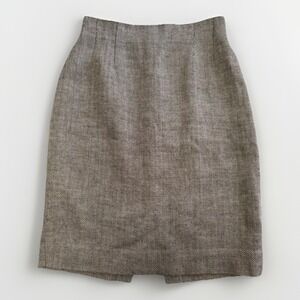 Vintage Ralph Lauren Collection Wool Silk Herringbone Pencil Skirt USA Womens 10